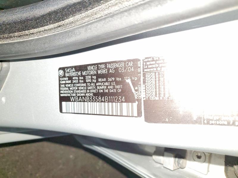 Продажа на аукционе авто 2004 Bmw 545, vin: WBANB33584B111234, номер лота: 49458706