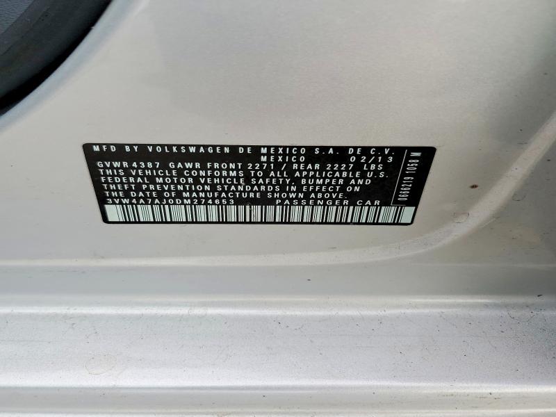 Aukcja sprzedaży 2013 Volkswagen Jetta, vin: 3VW4A7AJ0DM274653, numer aukcji: 50114186