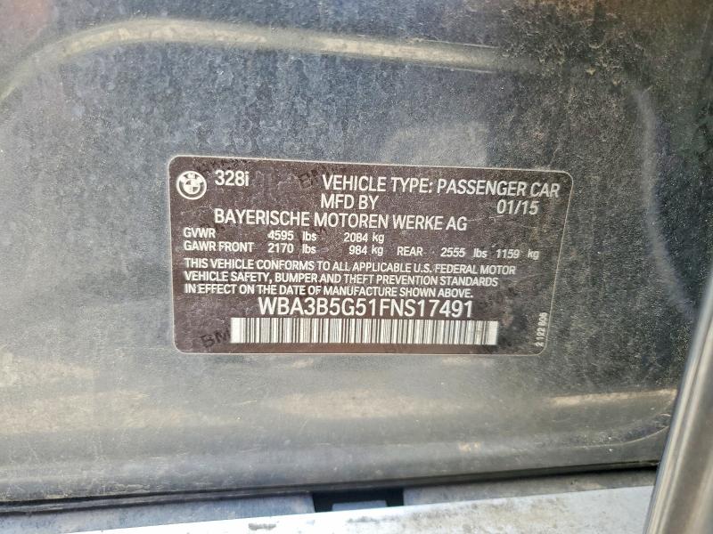 Продажа на аукционе авто 2015 Bmw 328, vin: WBA3B5G51FNS17491, номер лота: 50255126