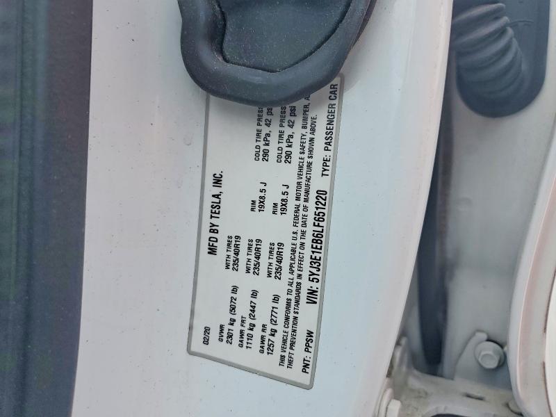 Продажа на аукционе авто 2020 Tesla Model 3, vin: 5YJ3E1EB6LF651220, номер лота: 51124876