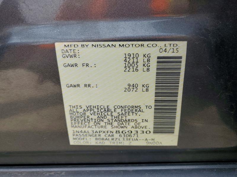 Aukcja sprzedaży 2015 Nissan Altima, vin: 1N4AL3APXFN869330, numer aukcji: 49441216