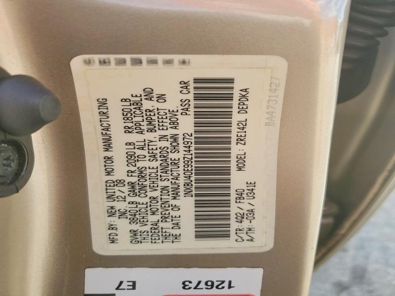 48476656 :رقم المزاد ، 1NXBU40E99Z144972 vin ، 2009 Toyota Corolla مزاد بيع