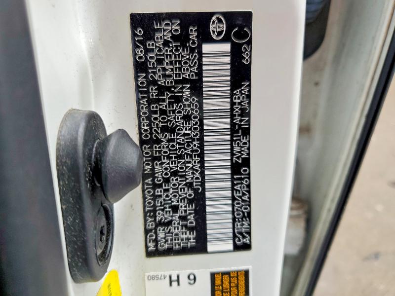 2017 Toyota Prius მანქანა იყიდება აუქციონზე, vin: JTDKARFU9H3030659, აუქციონის ნომერი: 51262256