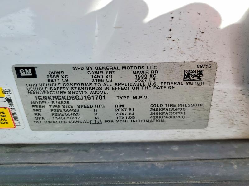 Продаж на аукціоні авто 2016 Chevrolet Traverse, vin: 1GNKRGKD6GJ161701, номер лоту: 48660746