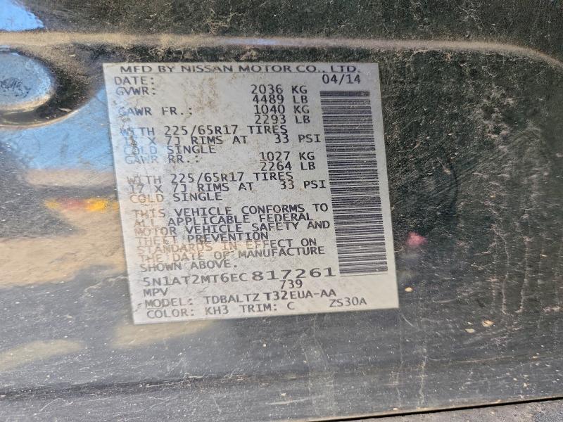 49932856 :رقم المزاد ، 5N1AT2MT6EC817261 vin ، 2014 Nissan Rogue مزاد بيع