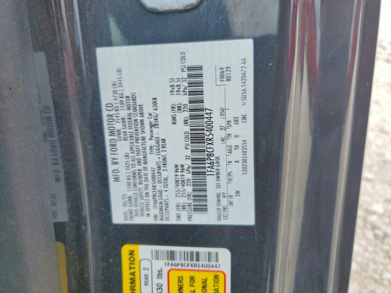 2024 Ford Mustang მანქანა იყიდება აუქციონზე, vin: 1FA6P8CFXR5400447, აუქციონის ნომერი: 49383006