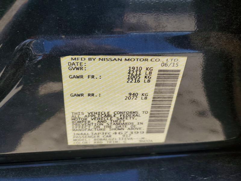 Продажа на аукционе авто 2015 Nissan Altima, vin: 1N4AL3AP3FC467399, номер лота: 47733946