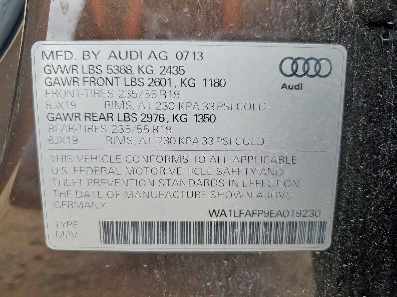 Продажа на аукционе авто 2014 Audi Q5, vin: WA1LFAFP9EA019230, номер лота: 50727896