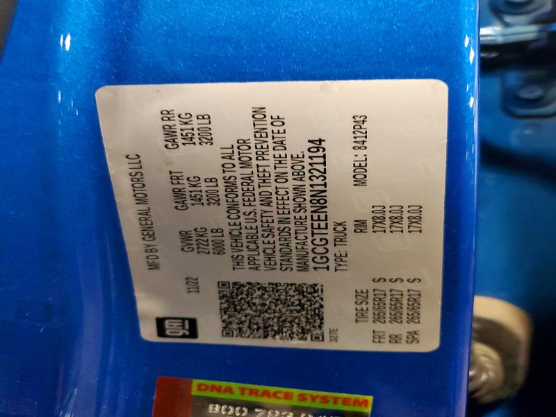 48272816 :رقم المزاد ، 1GCGTEEN8N1321194 vin ، 2022 Chevrolet Colorado مزاد بيع