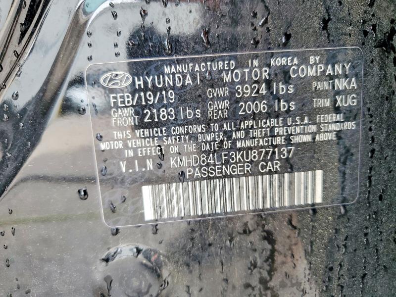 Продаж на аукціоні авто 2019 Hyundai Elantra, vin: KMHD84LF3KU877137, номер лоту: 50747066
