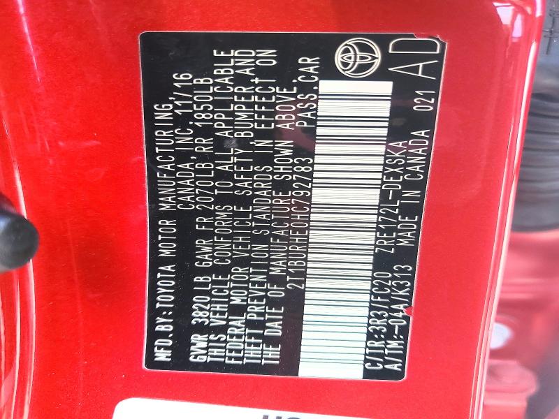 49089616 :رقم المزاد ، 2T1BURHE0HC792783 vin ، 2017 Toyota Corolla مزاد بيع