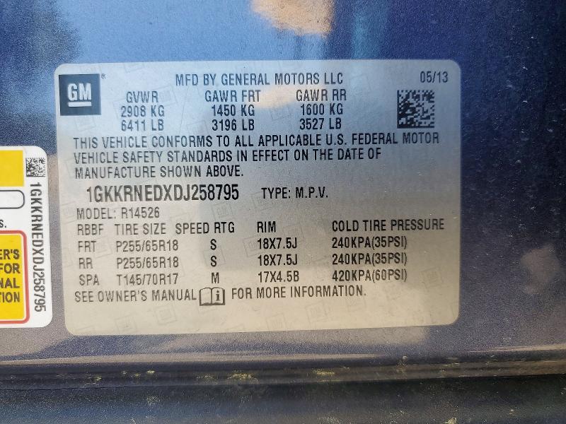 2013 Gmc Acadia მანქანა იყიდება აუქციონზე, vin: 1GKKRNEDXDJ258795, აუქციონის ნომერი: 50494436