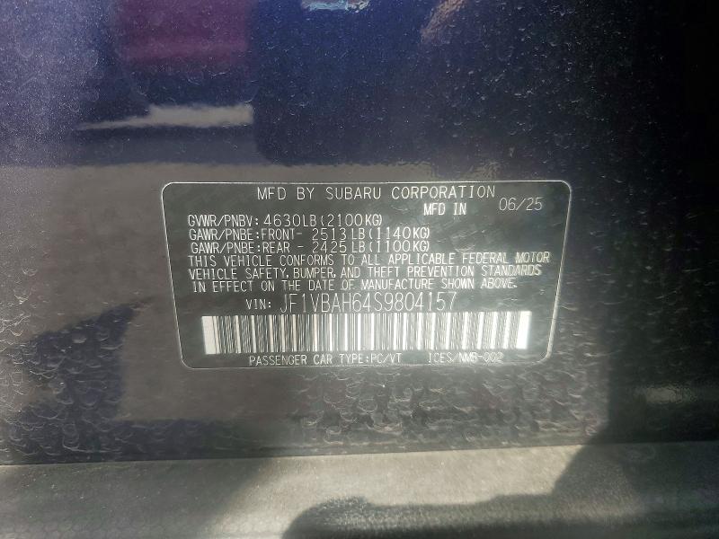 Aukcja sprzedaży 2025 Subaru Wrx, vin: JF1VBAH64S9804157, numer aukcji: 49568266
