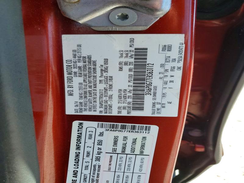 2014 Ford Fusion მანქანა იყიდება აუქციონზე, vin: 3FA6P0G77ER363112, აუქციონის ნომერი: 49812186
