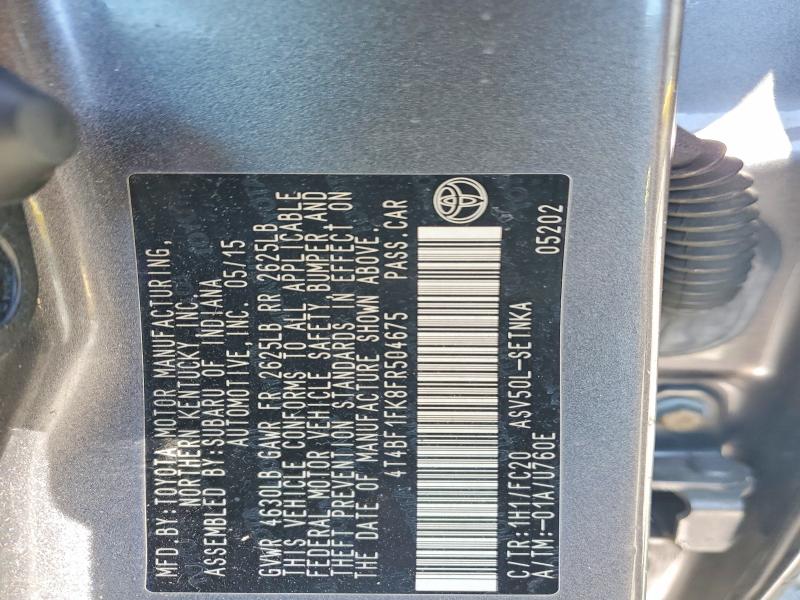 Aukcja sprzedaży 2015 Toyota Camry, vin: 4T4BF1FK8FR504675, numer aukcji: 50971346
