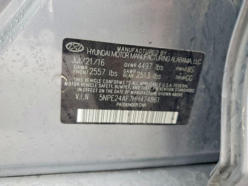 2017 Hyundai Sonata მანქანა იყიდება აუქციონზე, vin: 5NPE24AF7HH474861, აუქციონის ნომერი: 50953136