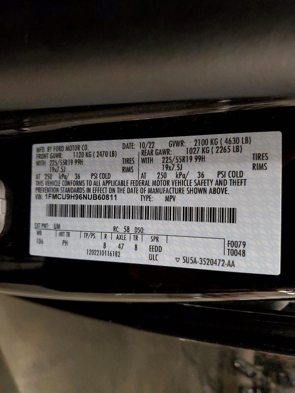Aukcja sprzedaży 2022 Ford Escape, vin: 1FMCU9H96NUB60811, numer aukcji: 50348056