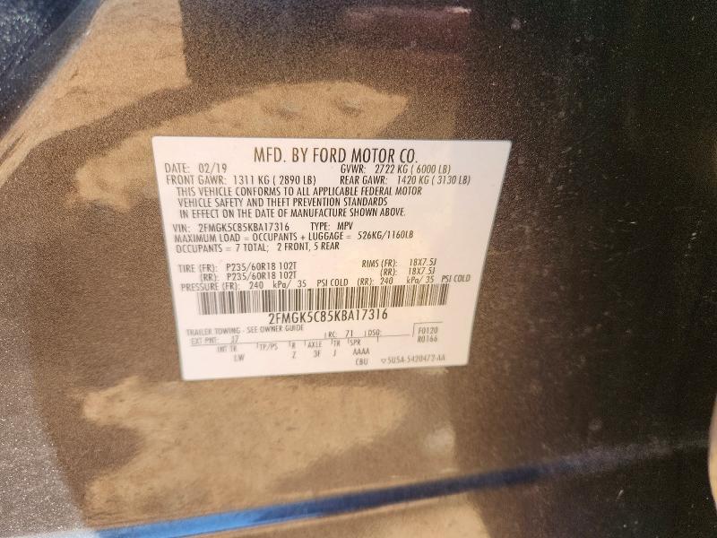 Продаж на аукціоні авто 2019 Ford Flex, vin: 2FMGK5C85KBA17316, номер лоту: 48638926