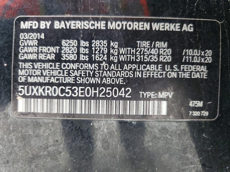 2014 Bmw X5 მანქანა იყიდება აუქციონზე, vin: 5UXKR0C53E0H25042, აუქციონის ნომერი: 51954566