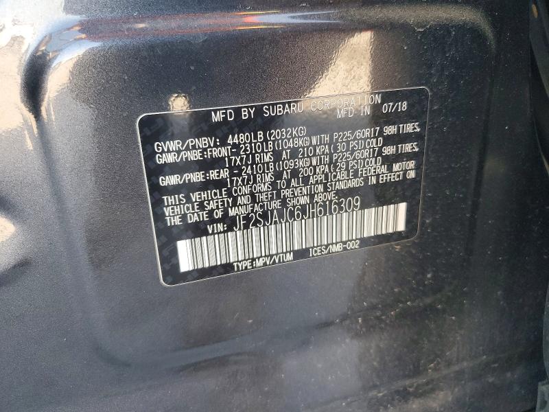 2018 Subaru Forester მანქანა იყიდება აუქციონზე, vin: JF2SJAJC6JH616309, აუქციონის ნომერი: 49416996