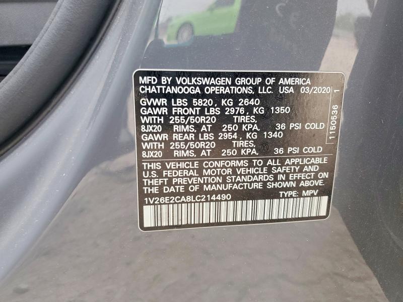 Продажа на аукционе авто 2020 Volkswagen Atlas Cross Sport, vin: 1V26E2CA8LC214490, номер лота: 51717886