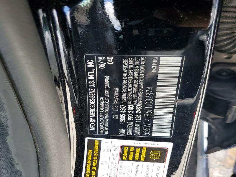 2015 Mercedes-benz C მანქანა იყიდება აუქციონზე, vin: 55SWF4JB6FU082874, აუქციონის ნომერი: 51378466