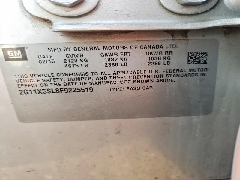 49642116 :رقم المزاد ، 2G11X5SL8F9225519 vin ، 2015 Chevrolet Impala مزاد بيع