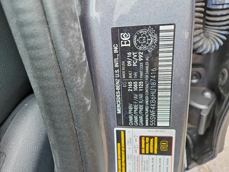 Aukcja sprzedaży 2017 Mercedes-benz C, vin: 55SWF4KB6HU187416, numer aukcji: 49185526