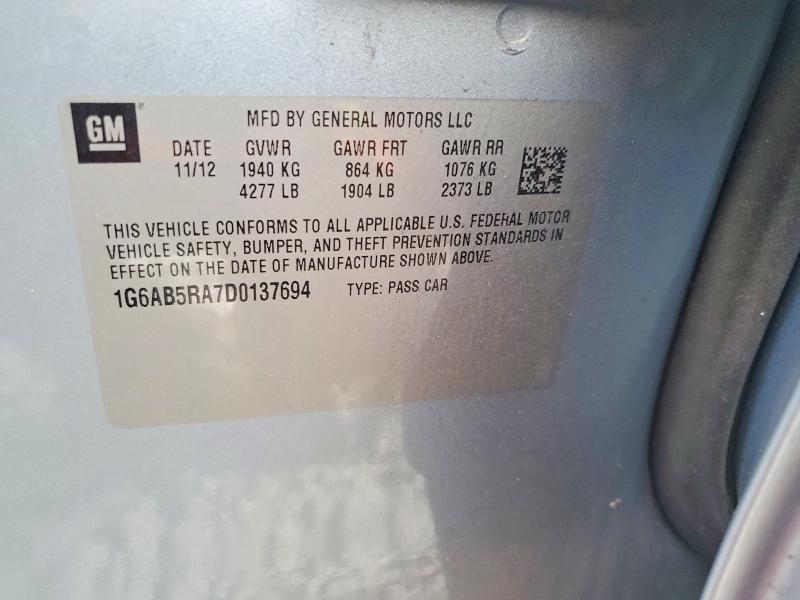 Aukcja sprzedaży 2013 Cadillac Ats, vin: 1G6AB5RA7D0137694, numer aukcji: 51674226