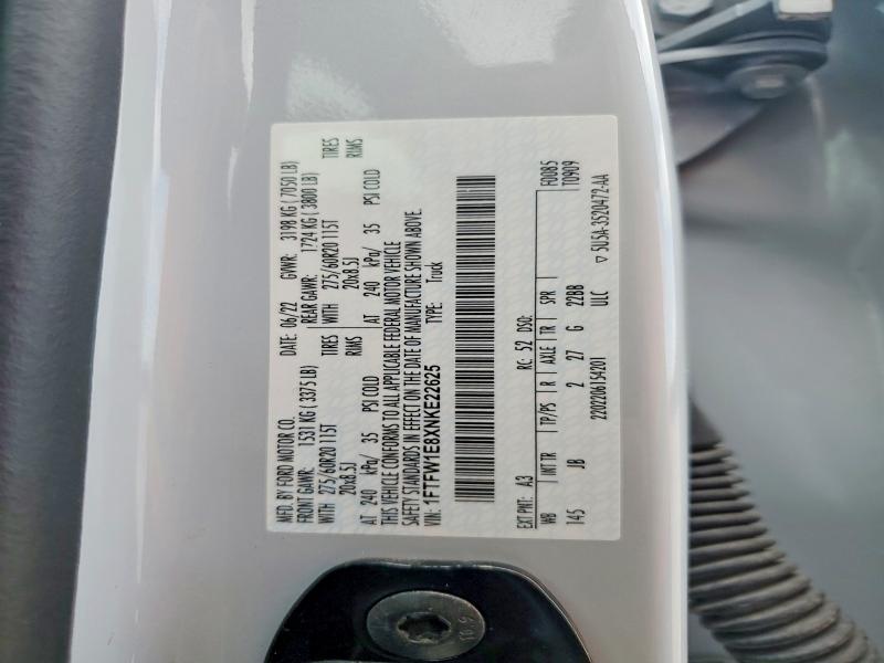 Aukcja sprzedaży 2022 Ford F150, vin: 1FTFW1E8XNKE22625, numer aukcji: 49820156