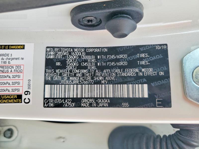 Auction sale of the 2020 Toyota 4runner, vin: JTEBU5JR9L5766772, lot number: 48016846