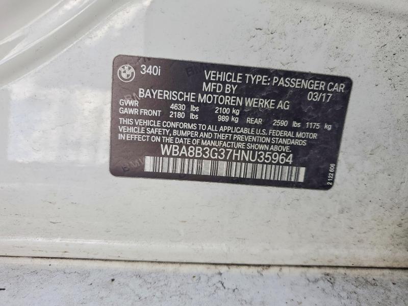 48469626 :رقم المزاد ، WBA8B3G37HNU35964 vin ، 2017 Bmw 340 مزاد بيع