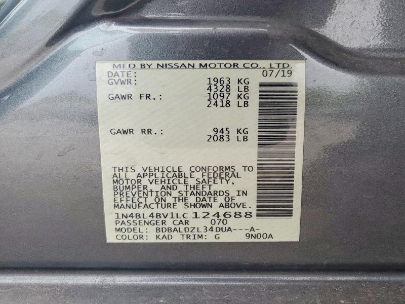 Aukcja sprzedaży 2020 Nissan Altima, vin: 1N4BL4BV1LC124688, numer aukcji: 50832866