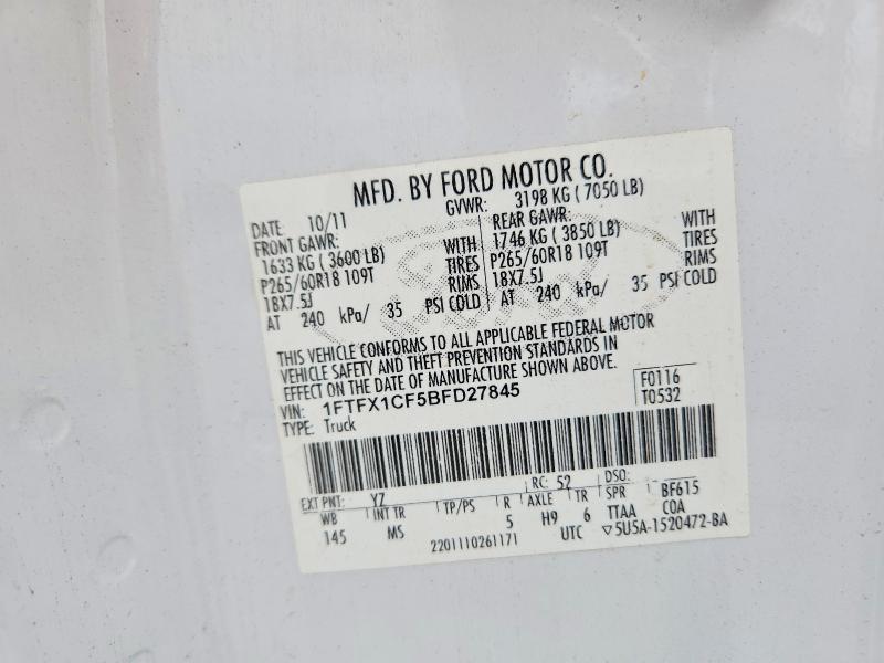 48340186 :رقم المزاد ، 1FTFX1CF5BFD27845 vin ، 2011 Ford F150 مزاد بيع