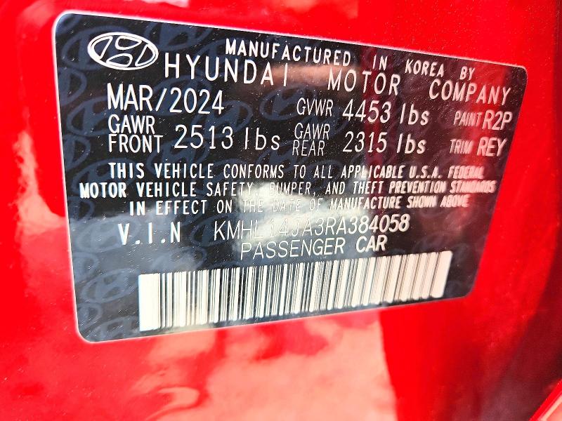 49182716 :رقم المزاد ، KMHL14JA3RA384058 vin ، 2024 Hyundai Sonata مزاد بيع