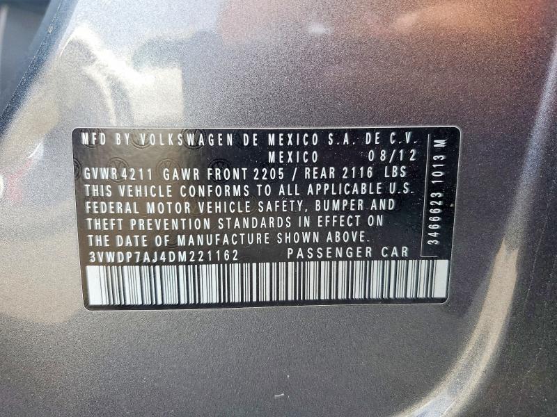50048426 :رقم المزاد ، 3VWDP7AJ4DM221162 vin ، 2013 Volkswagen Jetta مزاد بيع