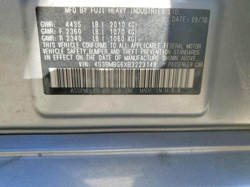 Продажа на аукционе авто 2011 Subaru Legacy, vin: 4S3BMBG6XB3223148, номер лота: 49902306