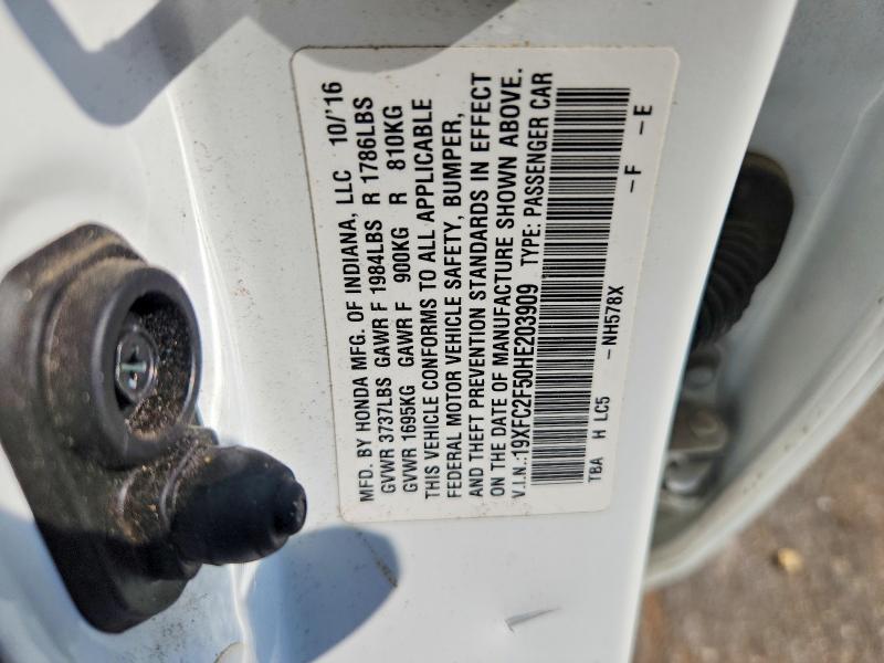 2017 Honda Civic მანქანა იყიდება აუქციონზე, vin: 19XFC2F50HE203909, აუქციონის ნომერი: 52757966