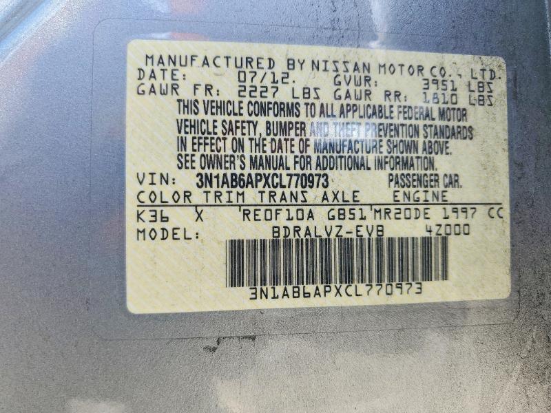 Aukcja sprzedaży 2012 Nissan Sentra, vin: 3N1AB6APXCL770973, numer aukcji: 50815866