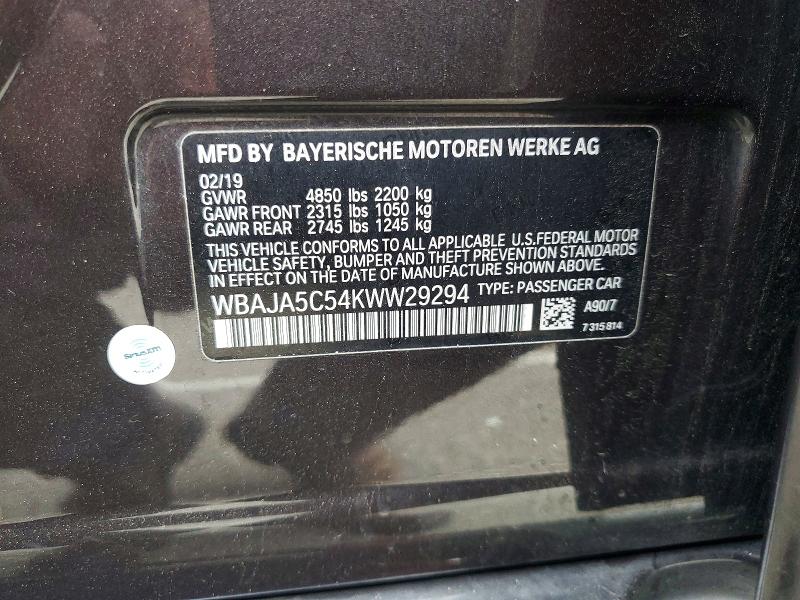 Продажа на аукционе авто 2019 Bmw 530, vin: WBAJA5C54KWW29294, номер лота: 49611596