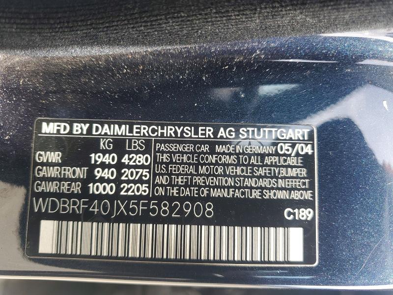 Продажа на аукционе авто 2005 Mercedes-benz C, vin: WDBRF40JX5F582908, номер лота: 51654926