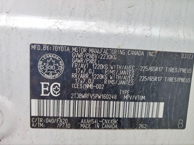 Продажа на аукционе авто 2023 Toyota Rav4 Hybrid, vin: 2T3BWRFV5PW160248, номер лота: 45960506