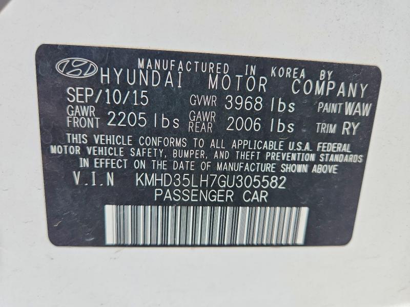 50475376 :رقم المزاد ، KMHD35LH7GU305582 vin ، 2016 Hyundai Elantra Gt مزاد بيع