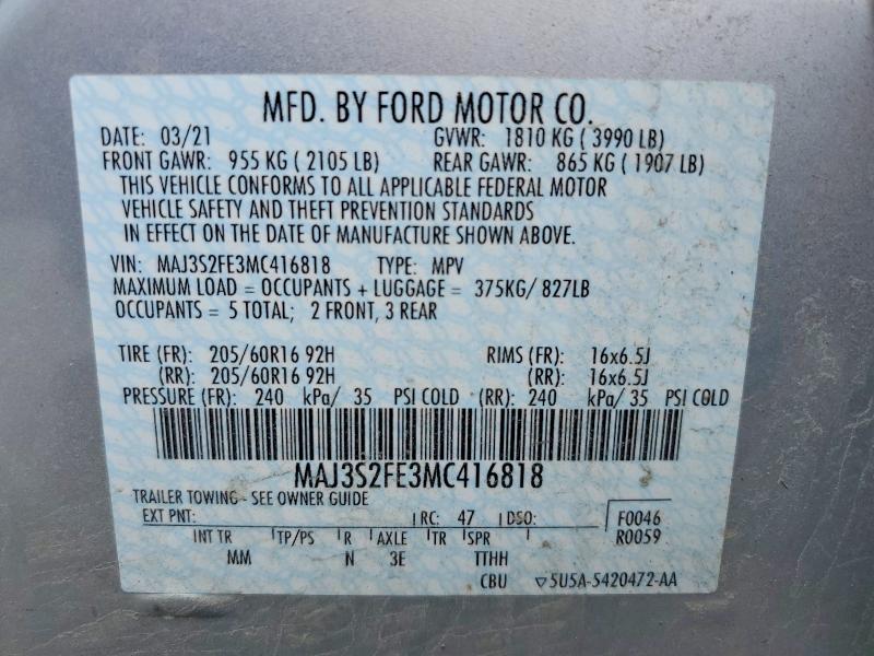 Продаж на аукціоні авто 2021 Ford Ecosport, vin: MAJ3S2FE3MC416818, номер лоту: 51791106