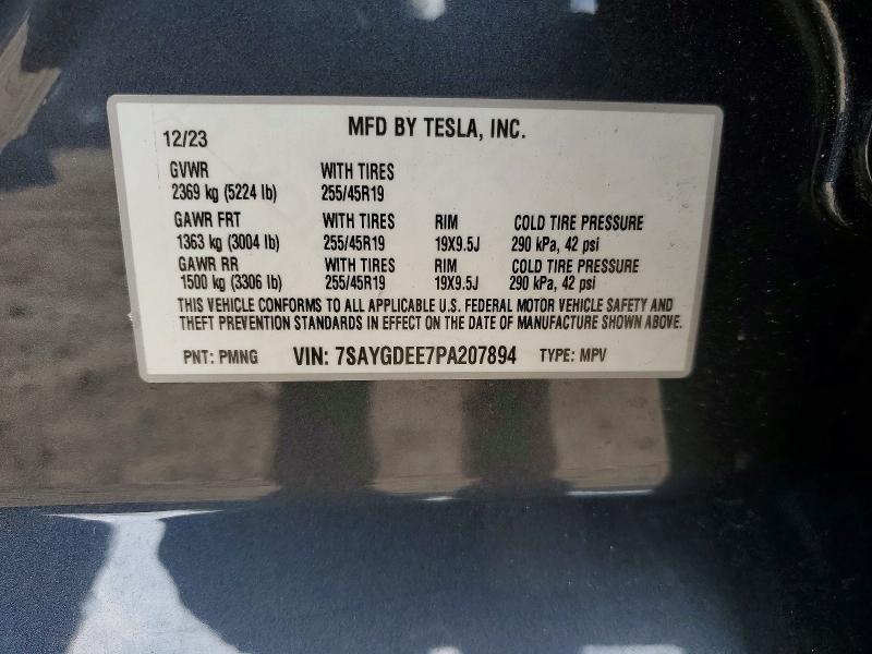 2023 Tesla Model Y მანქანა იყიდება აუქციონზე, vin: 7SAYGDEE7PA207894, აუქციონის ნომერი: 50168246