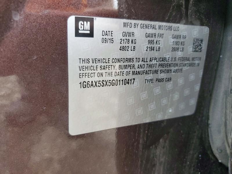 Продажа на аукционе авто 2016 Cadillac Cts, vin: 1G6AX5SX5G0110417, номер лота: 49951896