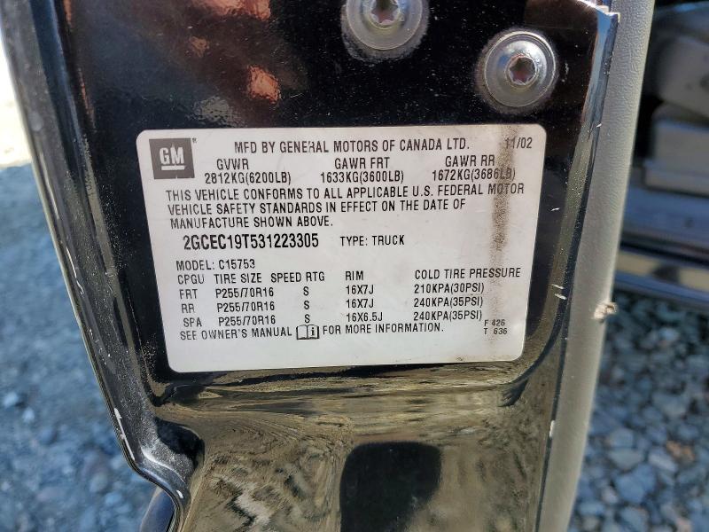 Aukcja sprzedaży 2003 Chevrolet Silverado, vin: 2GCEC19T531223305, numer aukcji: 50261916