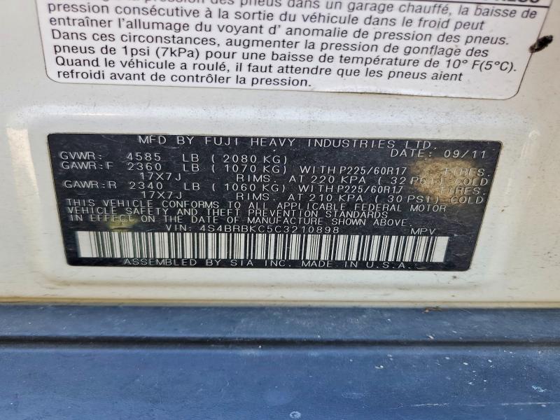 Aukcja sprzedaży 2012 Subaru Outback, vin: 4S4BRBKC5C3210898, numer aukcji: 51898306