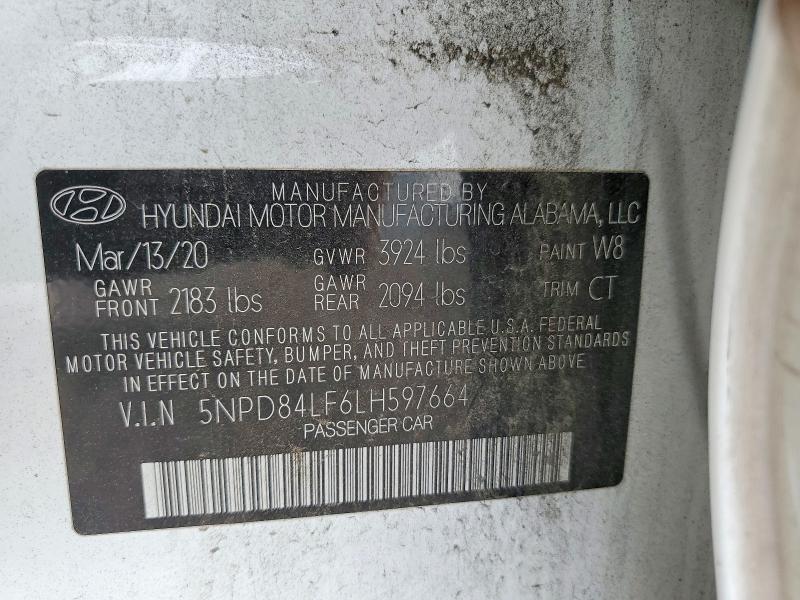 Aukcja sprzedaży 2020 Hyundai Elantra, vin: 5NPD84LF6LH597664, numer aukcji: 50142806