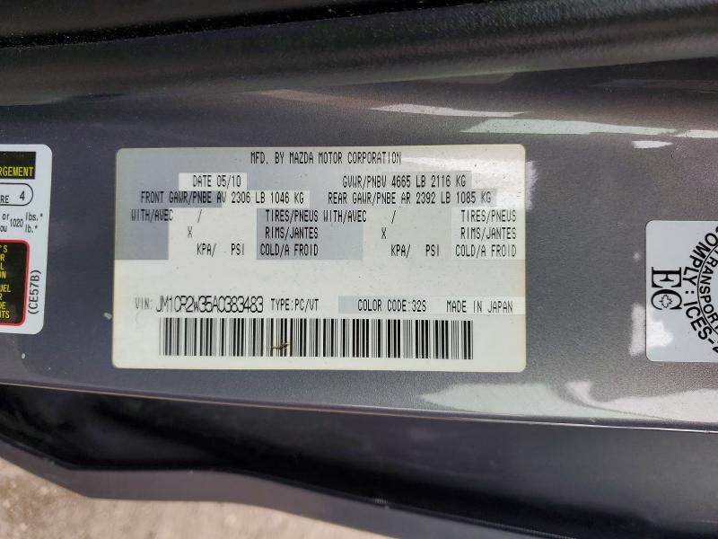 2010 Mazda 5 მანქანა იყიდება აუქციონზე, vin: JM1CR2W35A0383483, აუქციონის ნომერი: 49736396